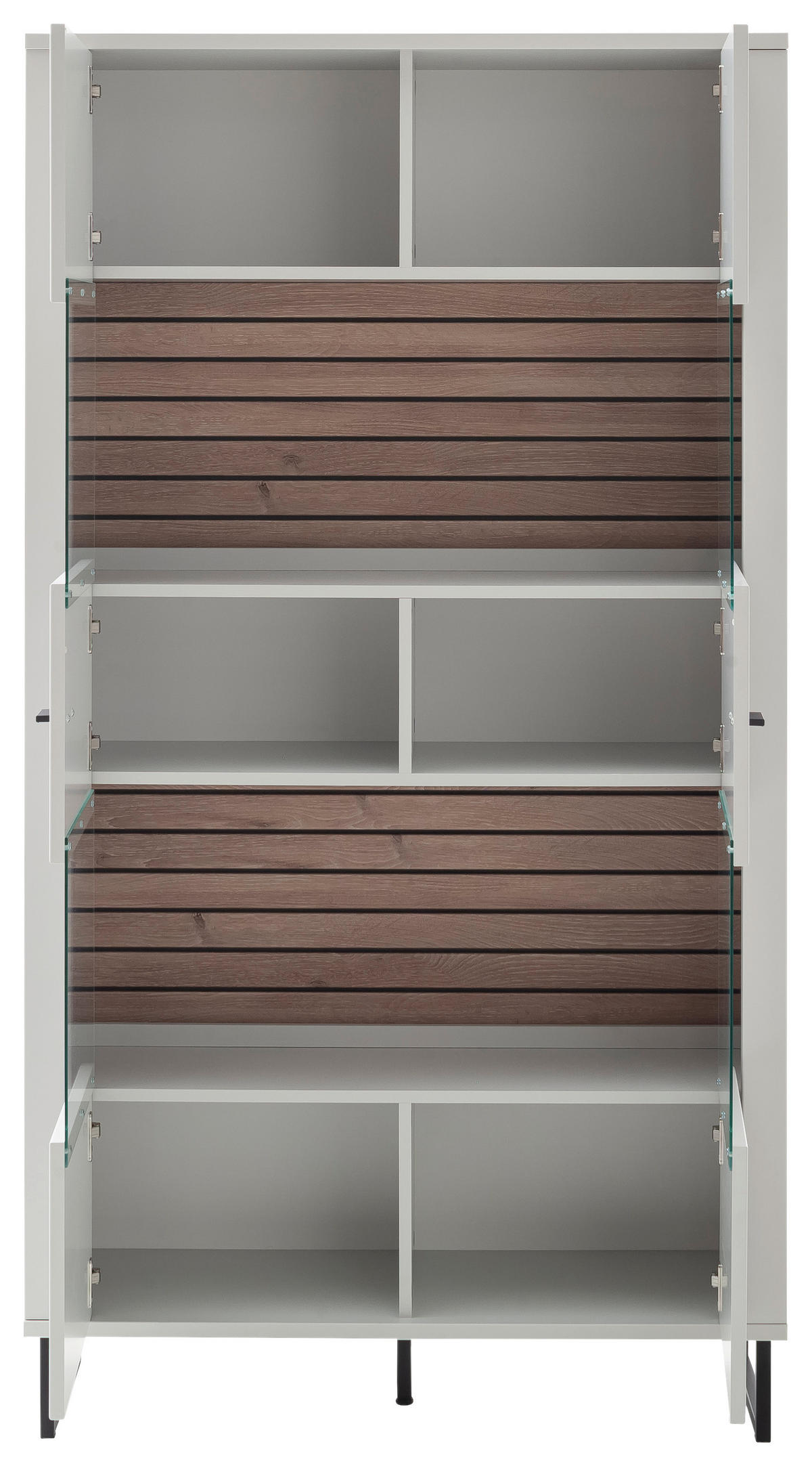 VITRINE in Weiß, Eichefarben  - Eichefarben/Anthrazit, Design, Glas/Holzwerkstoff (100/185/37cm) - Stylife