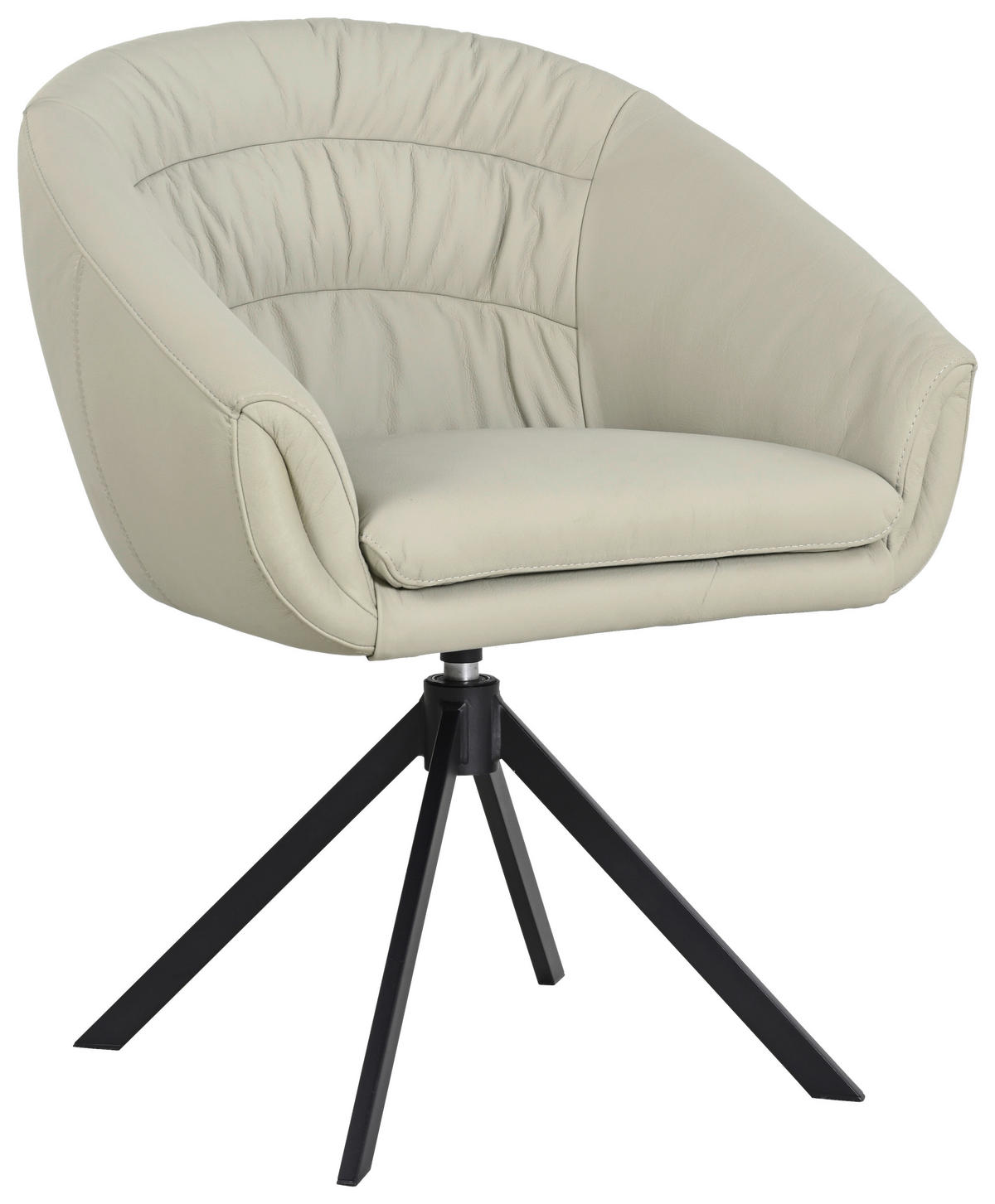 ARMLEHNSTUHL  Lederauswahl, Sitzfläche 360° drehbar  Echtleder  - Taupe/Schwarz, Design, Leder/Metall (64/81.5/61cm) - Johann Jakob