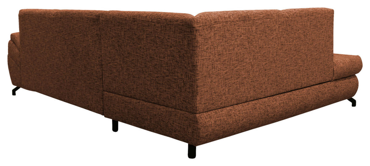 ECKSOFA in Struktur, Plüsch Rostfarben  - Rostfarben/Schwarz, Design, Textil/Metall (201/274cm) - MID.YOU