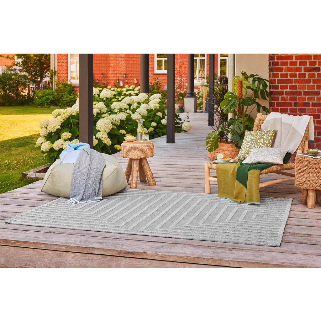 Thumbnail - Esprit Outdoorteppich Carolina, Silber, Textil, geometrisch, rechteckig, 160x225 cm, Textiles Vertrauen - Oeko-Tex®, für...