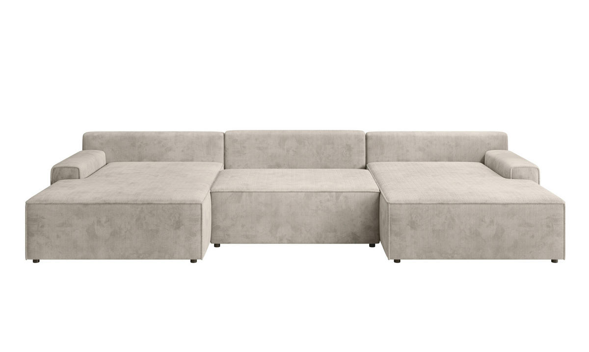 WOHNLANDSCHAFT CHALLENGE Creme Cord  - Creme/Schwarz, MODERN, Kunststoff/Textil (168/333/168cm) - Trendmanufaktur