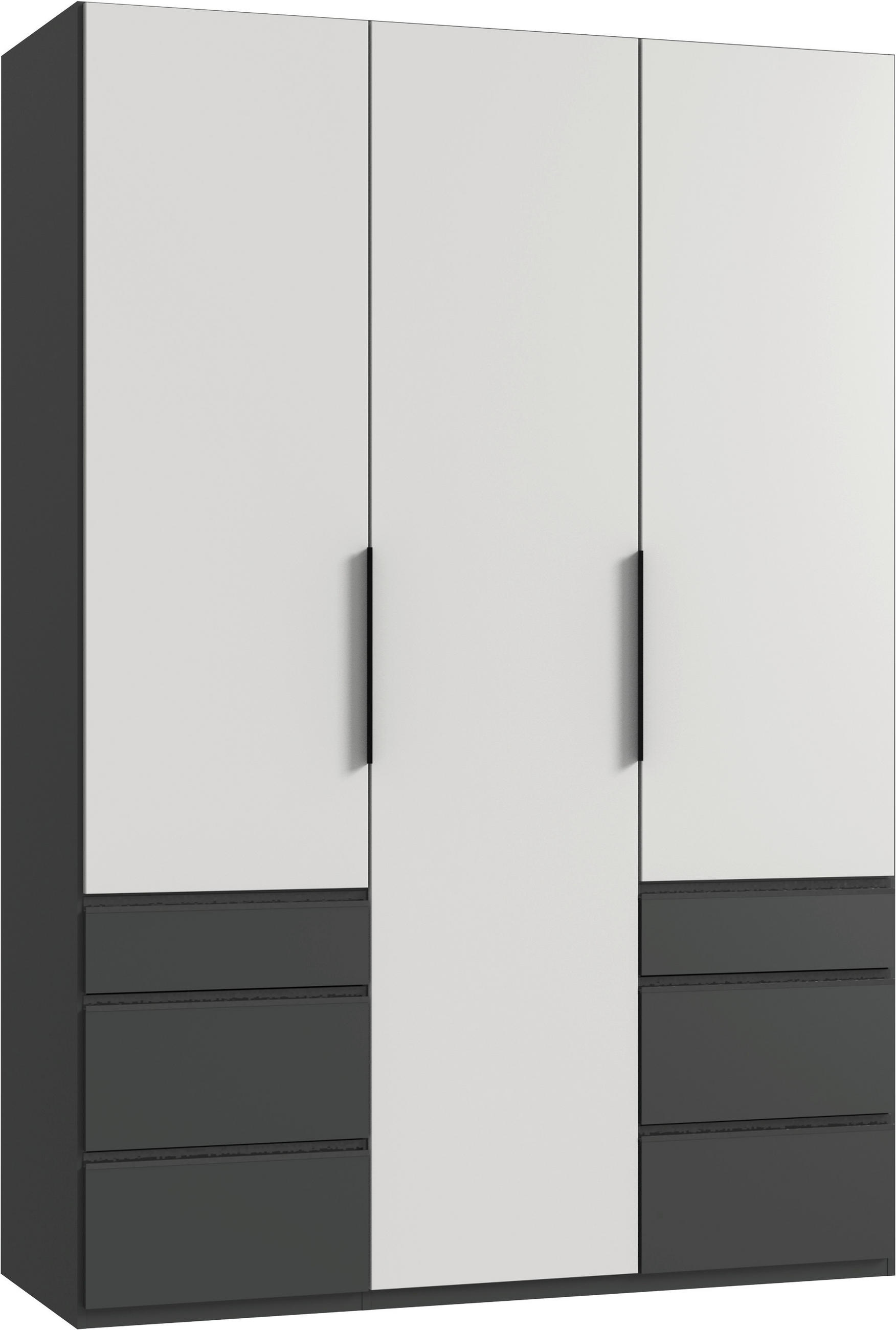 DREHTÜRENSCHRANK in Graphitfarben, Weiss  - Weiss/Schwarz, Konventionell, Holzwerkstoff/Metall (150/216/58cm) - Hom`in