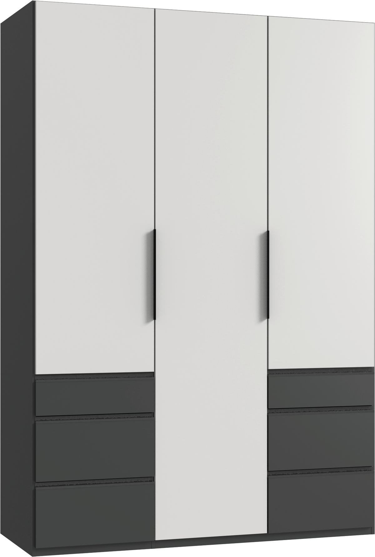 DREHTÜRENSCHRANK in Graphitfarben, Weiss  - Weiss/Schwarz, Konventionell, Holzwerkstoff/Metall (150/216/58cm) - Hom`in