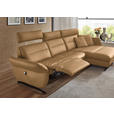 ECKSOFA in Echtleder Honig  300/157 cm  - Schwarz/Honig, Design, Leder/Metall (300/157cm) - Dieter Knoll