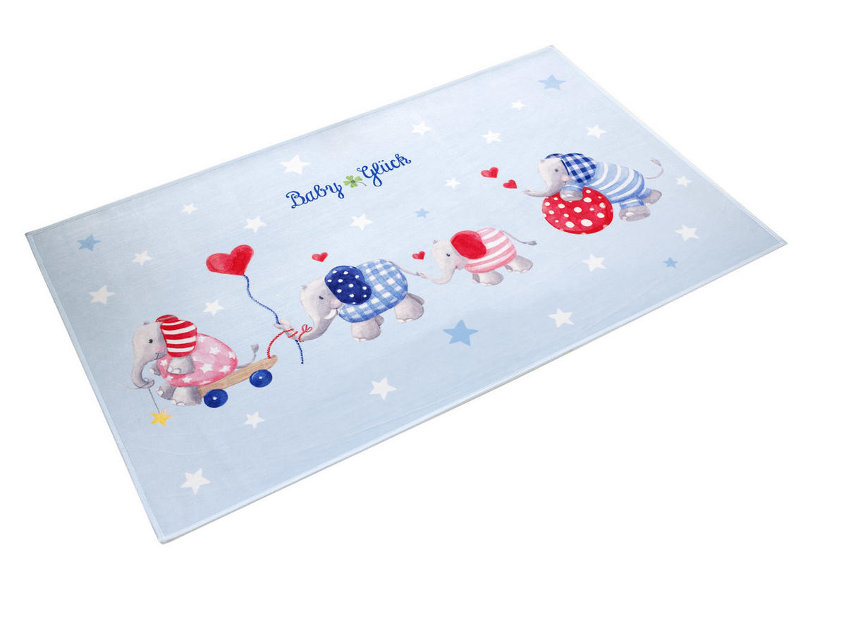 KINDERTEPPICH 100/160 cm Baby Glück  - Blau/Weiß, Trend, Kunststoff/Textil (100/160cm)