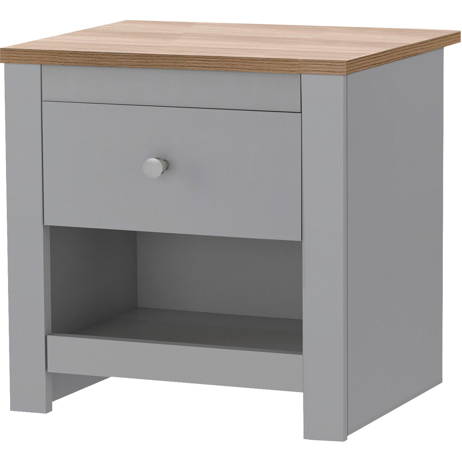 NACHTTISCH 45/46/35 cm  in Grau, Naturfarben  - Silberfarben/Naturfarben, Design, Holzwerkstoff/Metall (45/46/35cm) - MID.YOU