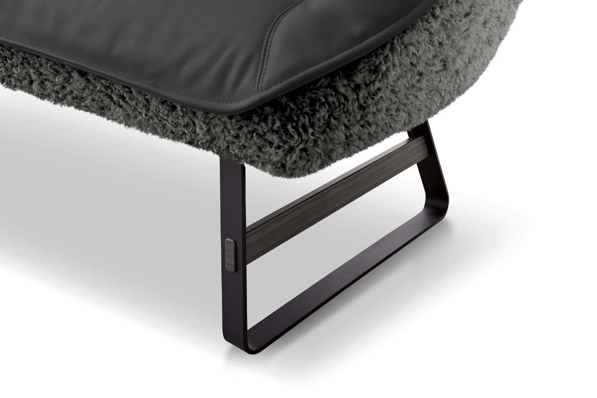 SITZBANK 229/88/80 cm  in Graublau  - Graublau/Schwarz, Design, Leder/Holz (229/88/80cm) - Koinor