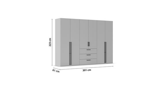 DREHTÜRENSCHRANK 301/223/61 cm,  in Graphitfarben, 6-türig  - Schwarz/Graphitfarben, Basics, Holzwerkstoff/Metall (301/223/61cm) - Novel