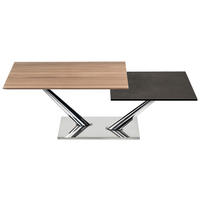 COUCHTISCH in Holz, Metall, Keramik 84-129/106/40 cm  - Chromfarben/Eichefarben, Design, Holz/Keramik (84-129/106/40cm) - Naos