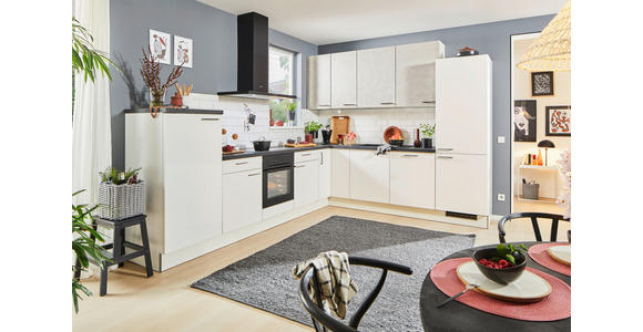 ECKKÜCHE 330/270 cm in Weiß, Sandfarben - Sandfarben/Schwarz, Design, Holzwerkstoff/Metall (330/270cm) - Xora