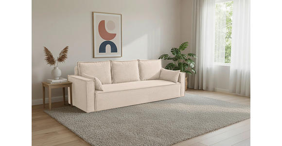 SCHLAFSOFA  mit Rücken echt, Armteil links, Armteil rechts Cord Beige  - Beige/Schwarz, Design, Textil (232/85/92cm) - Xora