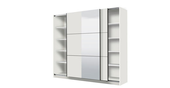 SCHWEBETÜRENSCHRANK 236,5/210/62,5 cm 2-türig Weiß - Schwarz/Weiß, Basics, Glas/Holzwerkstoff (236,5/210/62,5cm) - Xora