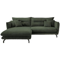 ECKSOFA in Cord Grün  - Schwarz/Grün, Modern, Textil/Metall (180/255cm) - Livetastic