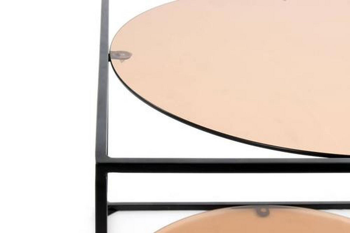BEISTELLTISCH in Metall, Glas 50/50/36 cm  - Terracotta/Schwarz, Basics, Glas/Metall (50/50/36cm) - Kayoom