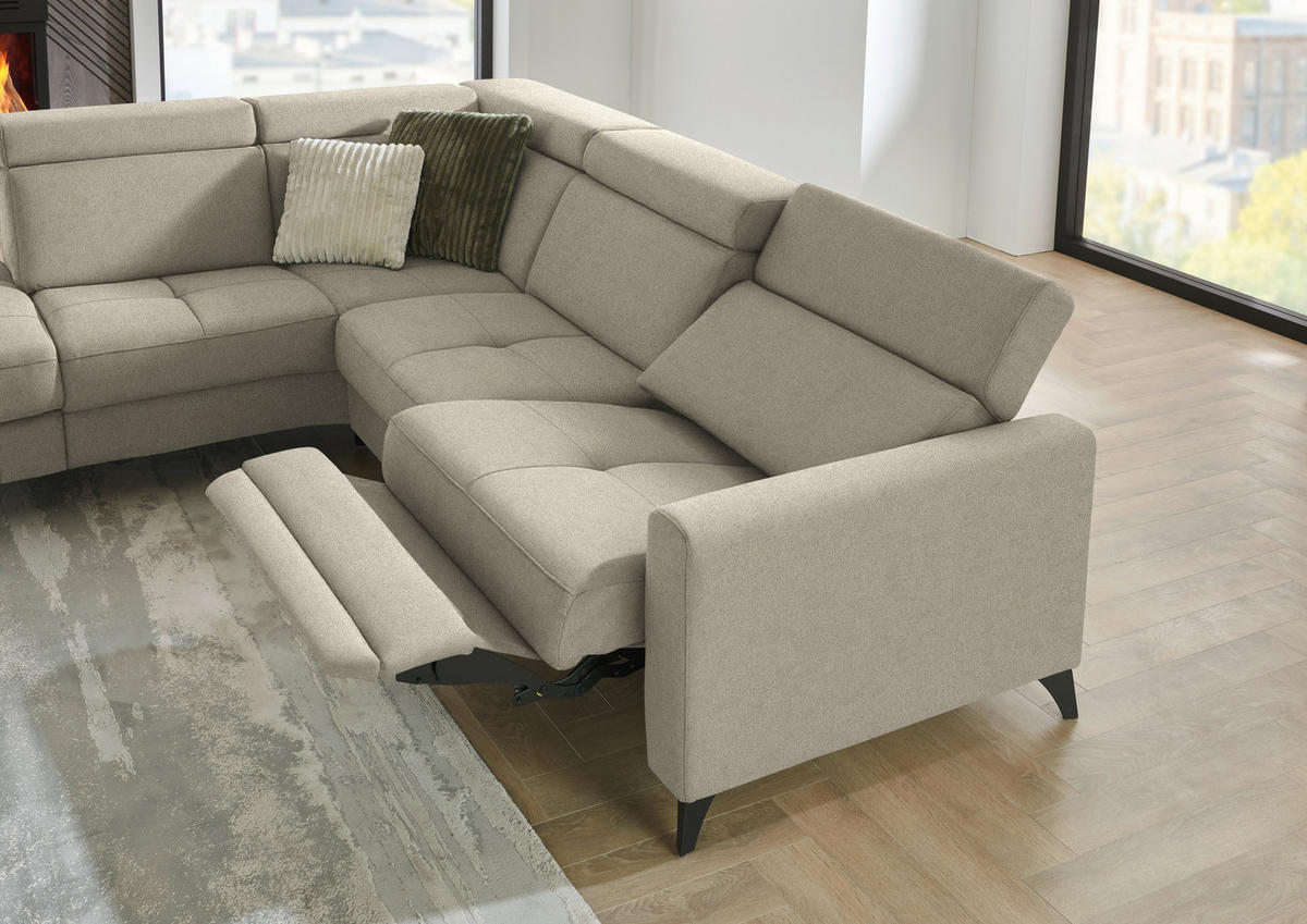 ECKSOFA Flachgewebe Sahara  - Schwarz/Sahara, Konventionell, Textil/Metall (214/276cm) - Beldomo System