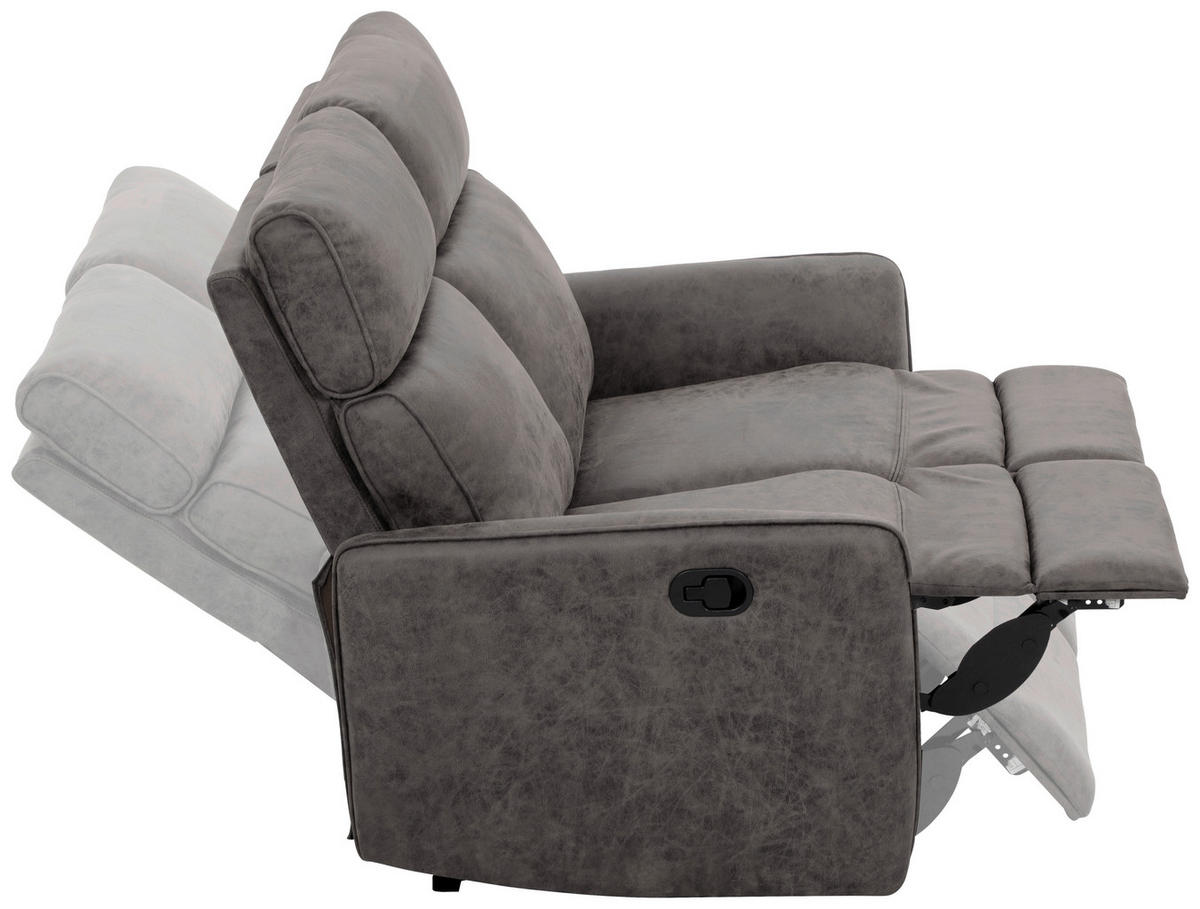 3-SITZER-SOFA Mikrofaser Grau  - Schwarz/Grau, Design, Holz/Kunststoff (185/105/93cm) - Livetastic