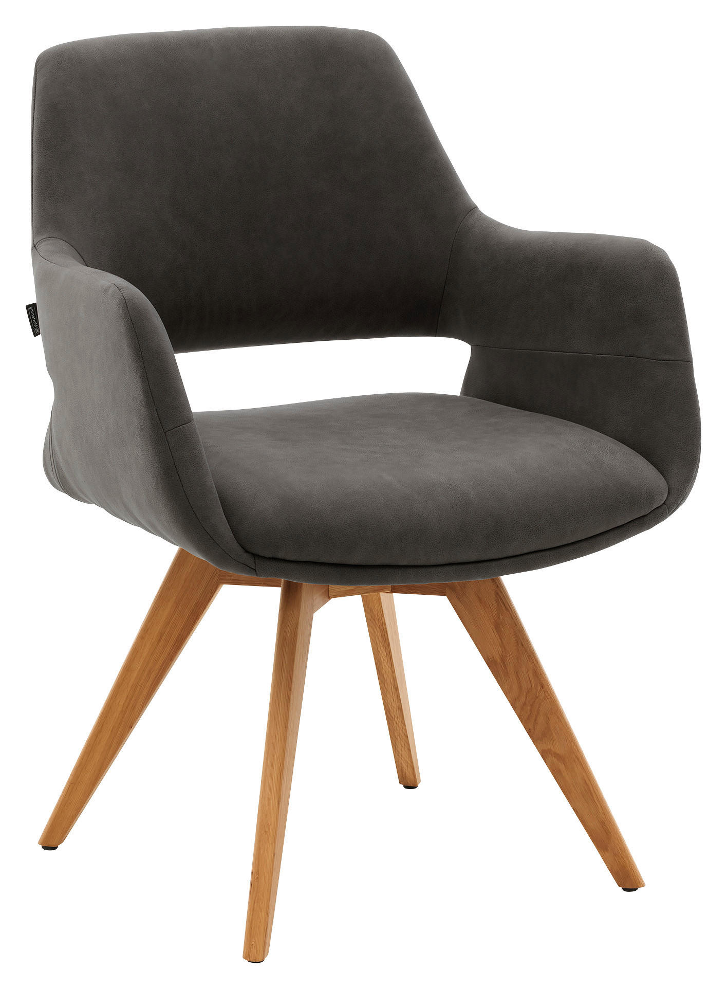 ARMLEHNSTUHL , Stoffauswahl, Sitzfläche 180° drehbar, automatische Rückholfunktion , Mikrofaser  - Schlammfarben, Design, Holz/Textil (62/83/62cm) - Musterring