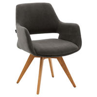 ARMLEHNSTUHL , Stoffauswahl, Sitzfläche 180° drehbar, automatische Rückholfunktion , Mikrofaser  - Schlammfarben, Design, Holz/Textil (62/83/62cm) - Musterring