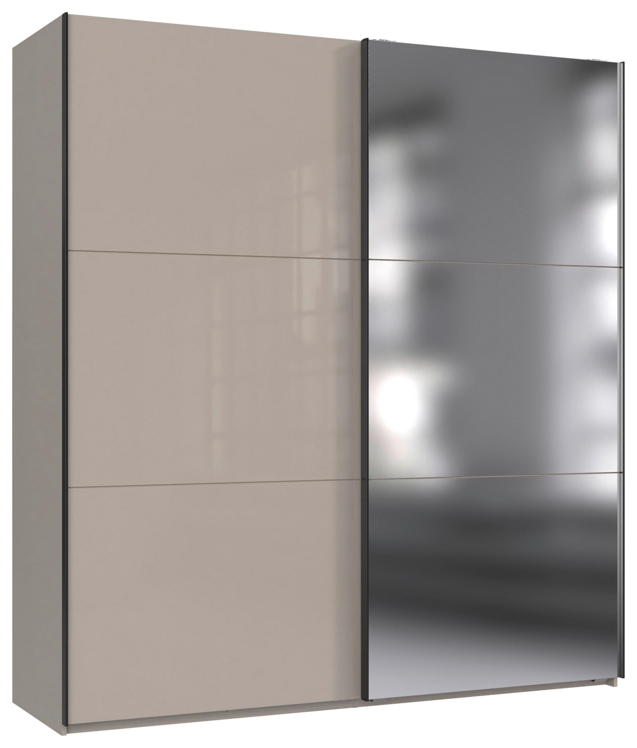 SCHWEBETÜRENSCHRANK 200/216/65 cm 2-türig Sahara, Grau  - Schwarz/Grau, KONVENTIONELL, Glas/Holzwerkstoff (200/216/65cm) - Stylife