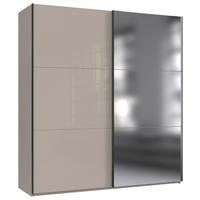 SCHWEBETÜRENSCHRANK 200/216/65 cm 2-türig Sahara, Grau  - Schwarz/Grau, KONVENTIONELL, Glas/Holzwerkstoff (200/216/65cm) - Stylife