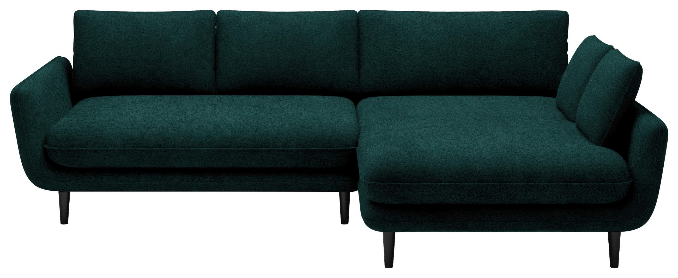 ECKSOFA in Velours Dunkelgrün  - Dunkelgrün/Schwarz, Design, Holz/Textil (260/167cm) - Welnova