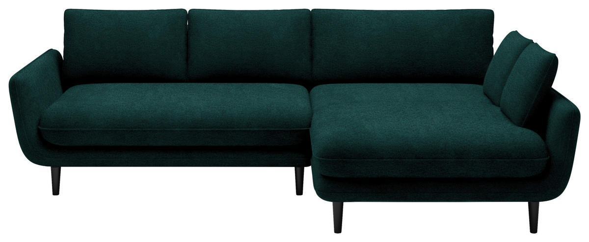 ECKSOFA in Velours Dunkelgrün  - Dunkelgrün/Schwarz, Design, Holz/Textil (260/167cm) - Welnova