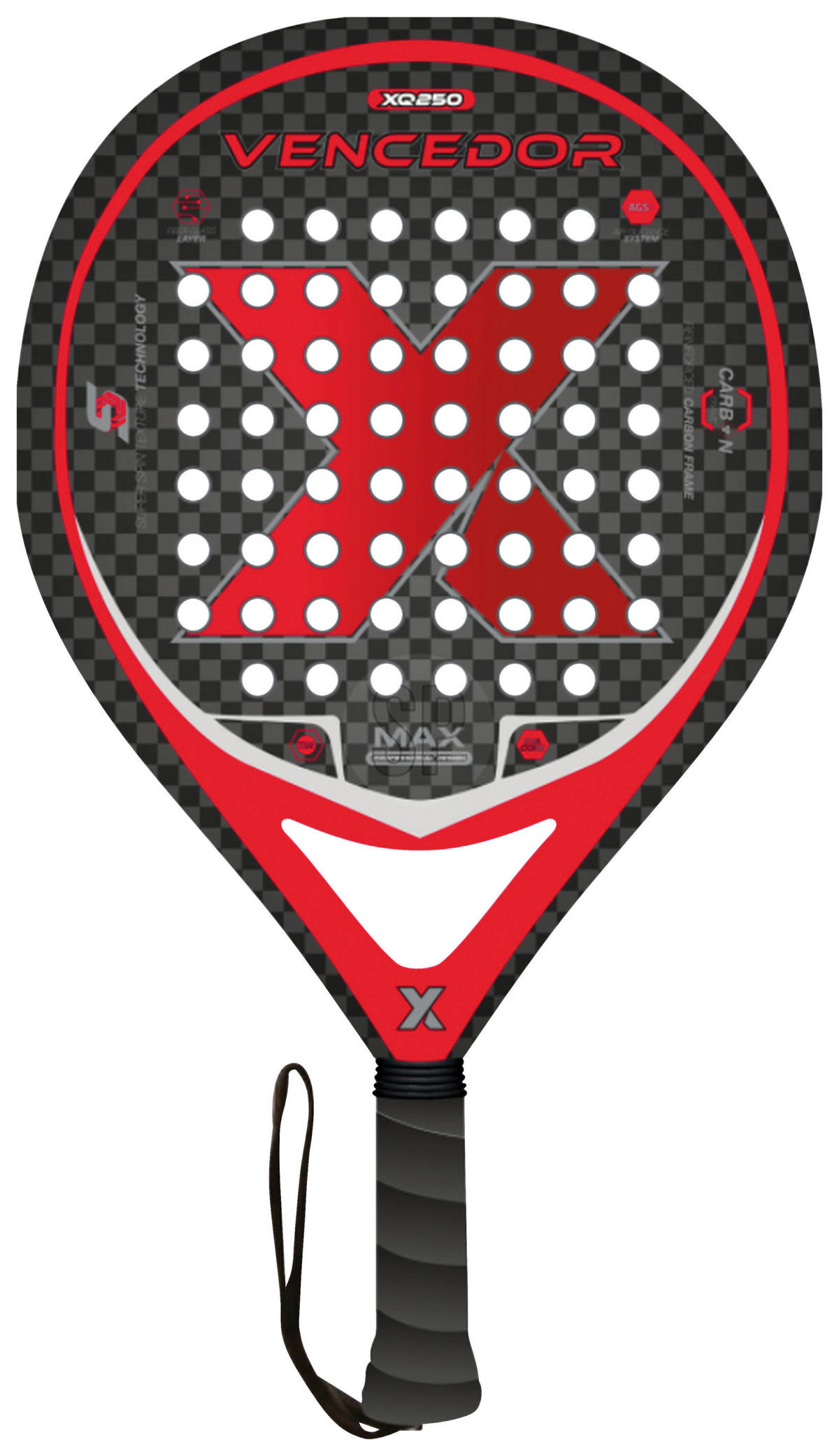 PADEL SCHLÄGER ROT - Rot/Schwarz, KONVENTIONELL, Kunststoff (37/26/3,5cm)