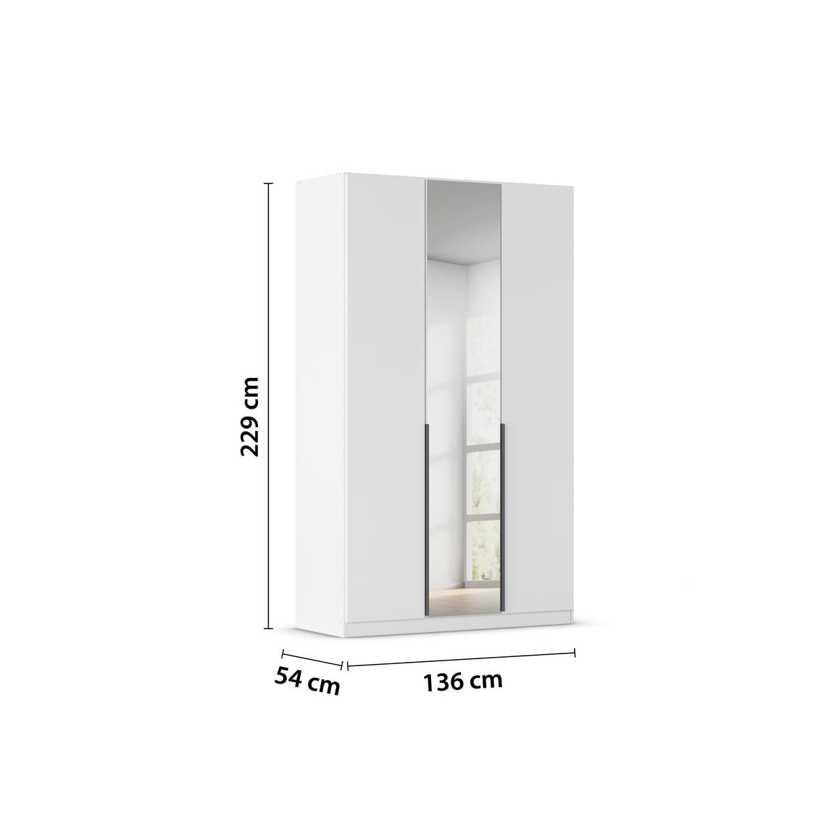 DREHTÜRENSCHRANK in Weiss  - Weiss/Grau, Modern, Holzwerkstoff/Metall (136/229/54cm) - Rauch Möbel