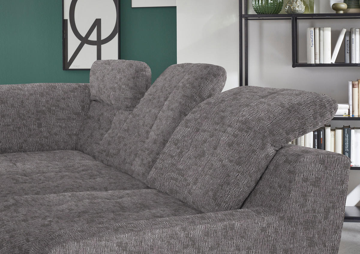 HÖRNSOFFA i chenille gråbrun  - gråbrun/svart, Klassisk, metall/textil (200/281cm) - MID.YOU