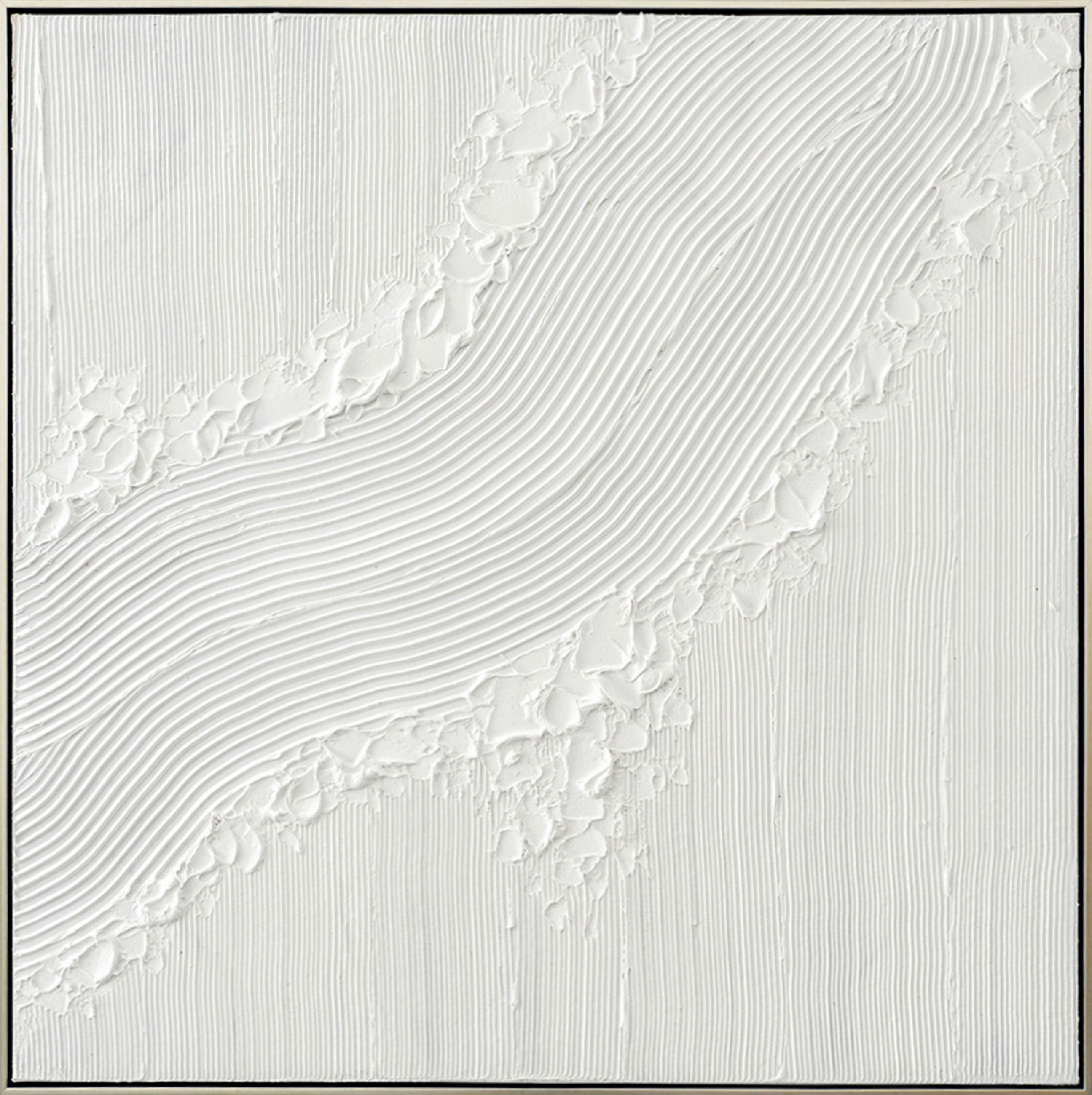 ÖLGEMÄLDE Abstraktes Weiß 85/85 cm  - Silberfarben/Weiß, Design, Holz/Kunststoff (85/85cm) - Monee