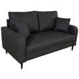 2-SITZER-SOFA in Lederlook Grau - Schwarz/Grau, KONVENTIONELL, Holz/Textil (164/96/86cm) - Carryhome