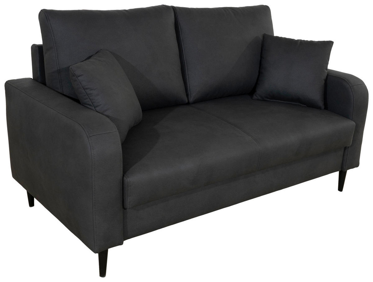 2-SITZER-SOFA Lederlook Grau  - Schwarz/Grau, KONVENTIONELL, Holz/Textil (164/96/86cm) - Carryhome