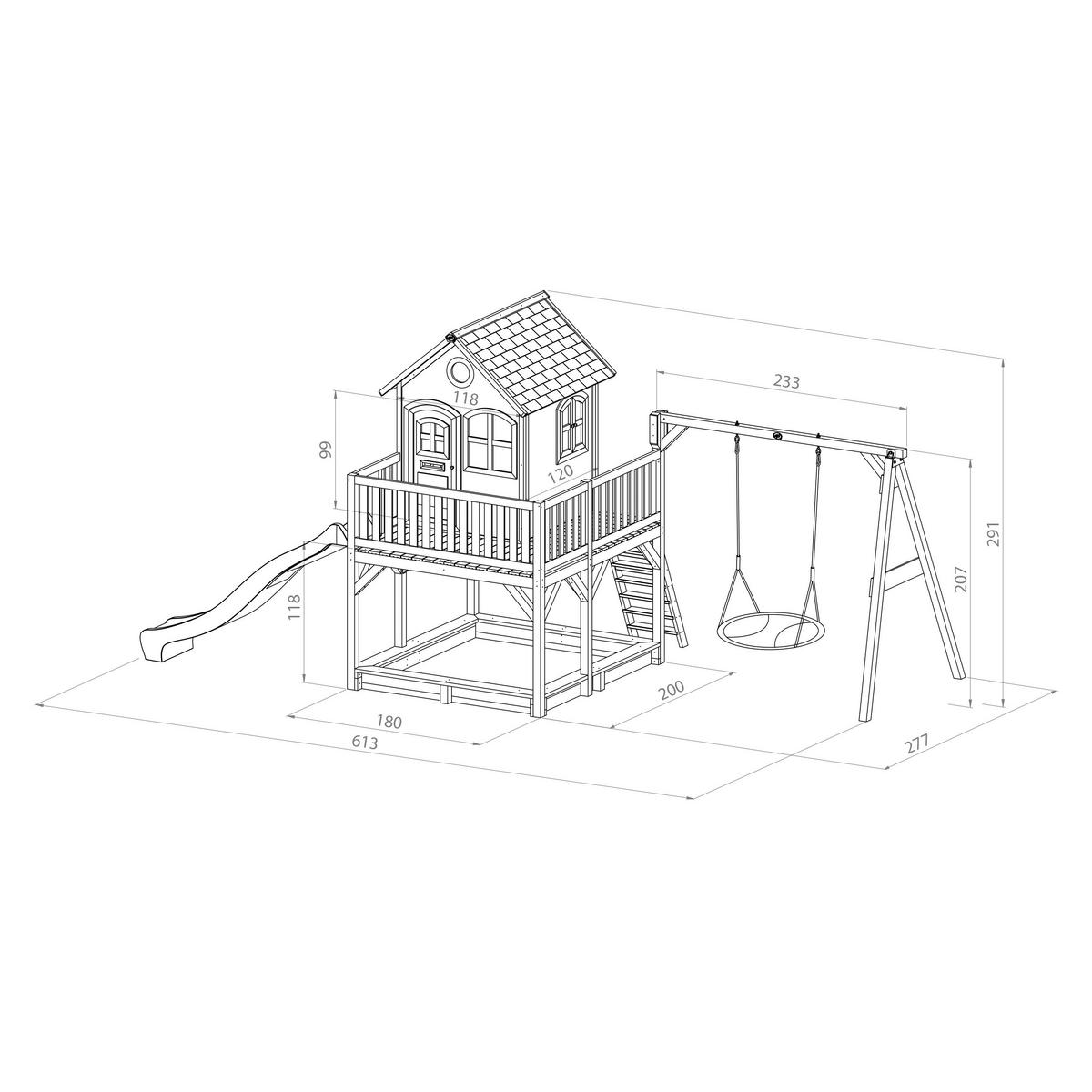 SPIELTURM 613/291/277 cm  - Braun/Weiß, KONVENTIONELL, Holz (613/291/277cm) - Ambia Garden