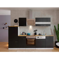 KÜCHENBLOCK 280 cm   in Schwarz  - Edelstahlfarben/Nussbaumfarben, Basics, Holzwerkstoff/Metall (280cm) - Respekta