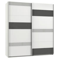 SCHWEBETÜRENSCHRANK 180/210/65 cm 2-türig Grau, Weiß, Hellgrau  - Hellgrau/Weiß, MODERN, Glas/Holzwerkstoff (180/210/65cm) - MID.YOU