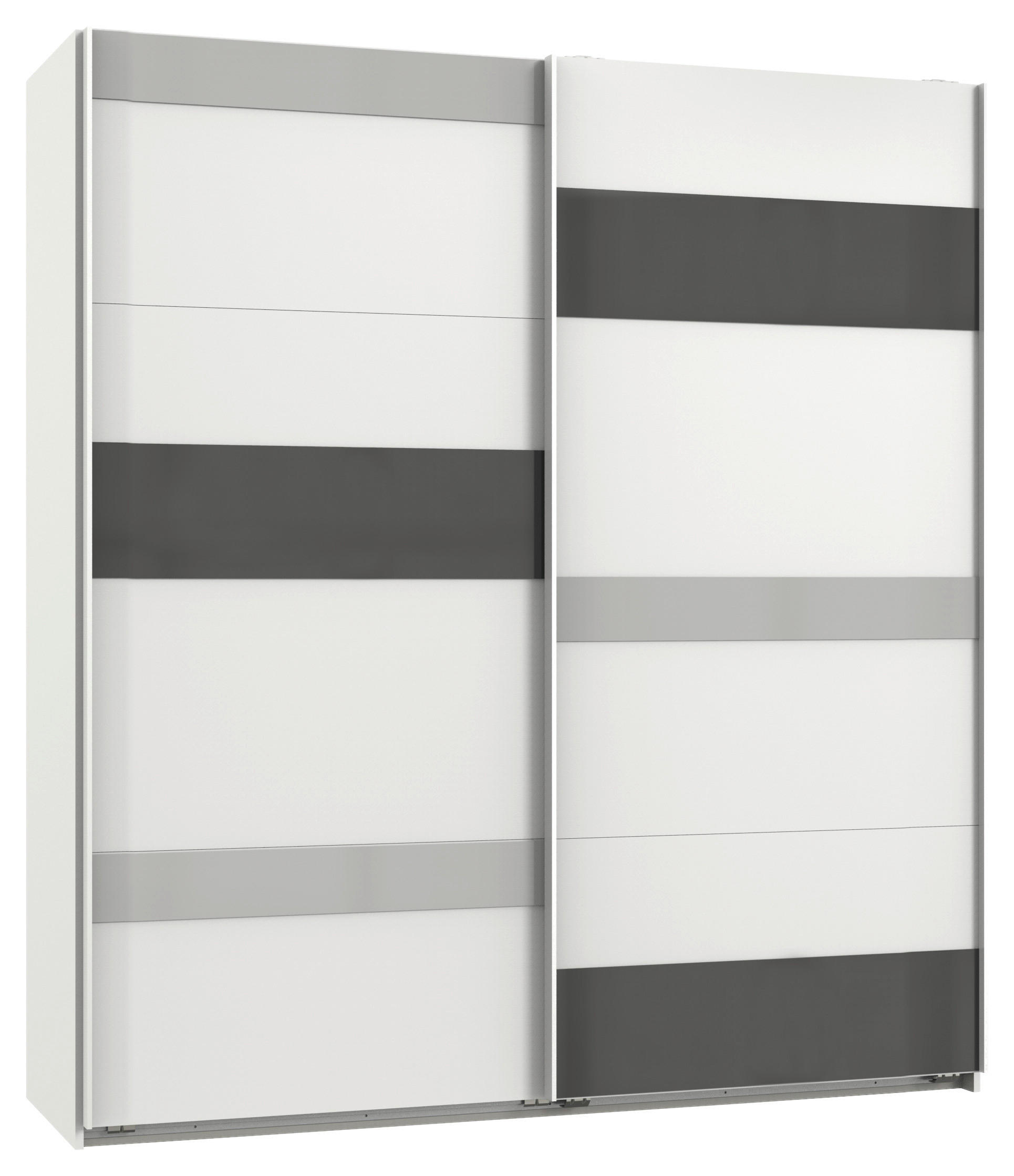 Mid.you Schwebetürenschrank Grau, Weiß, Hellgrau 180x210x65 cm
