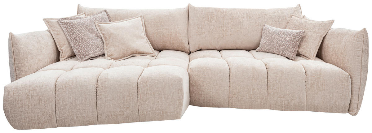 ECKSOFA Beige Chenille Zierkissen, Rückenkissen, Rücken echt  - Beige/Schwarz, Design, Kunststoff/Textil (156/302cm) - Lomoco