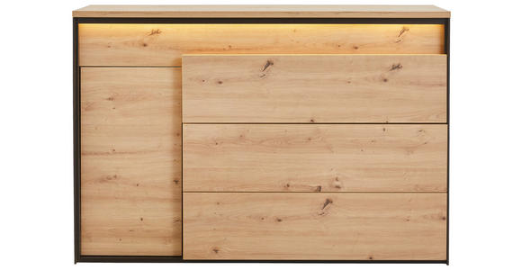 SIDEBOARD 130/90/41 cm  in Schwarz, Eiche Artisan  - Schwarz/Eiche Artisan, Design, Holzwerkstoff/Kunststoff (130/90/41cm) - Hom`in