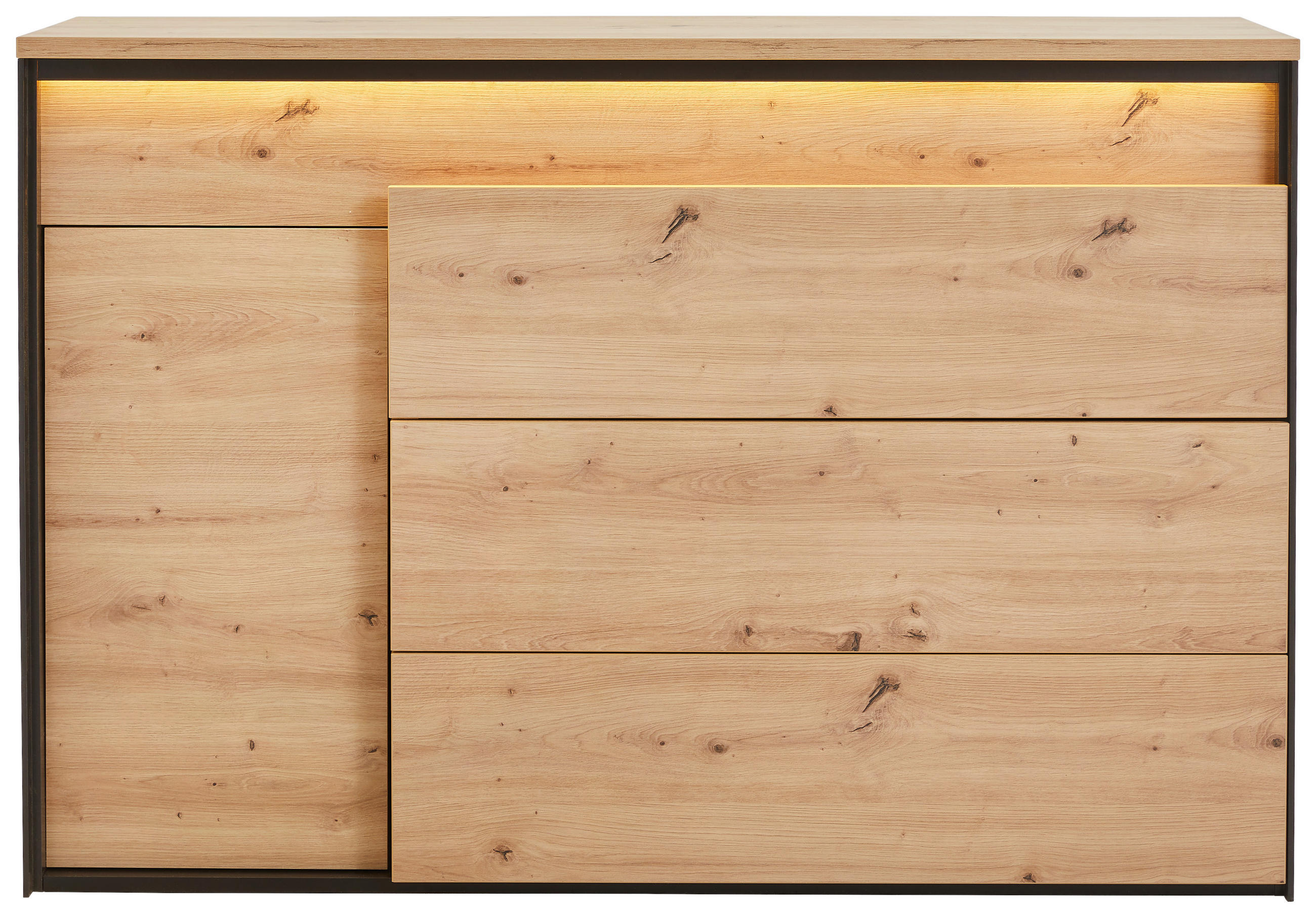 SIDEBOARD WOHNZIMMER  in 130/90/41 cm  - Schwarz/Eiche Artisan, Design, Holzwerkstoff/Kunststoff (130/90/41cm) - Hom`in