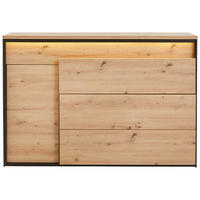 SIDEBOARD Schwarz, Eiche Artisan  130/90/41 cm  - Schwarz/Eiche Artisan, Design, Holzwerkstoff/Kunststoff (130/90/41cm) - Hom`in