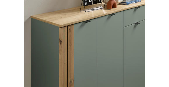 HIGHBOARD  75/127/38 cm  - Schilfgrün/Schwarz, KONVENTIONELL, Holzwerkstoff/Metall (75/127/38cm) - Voleo
