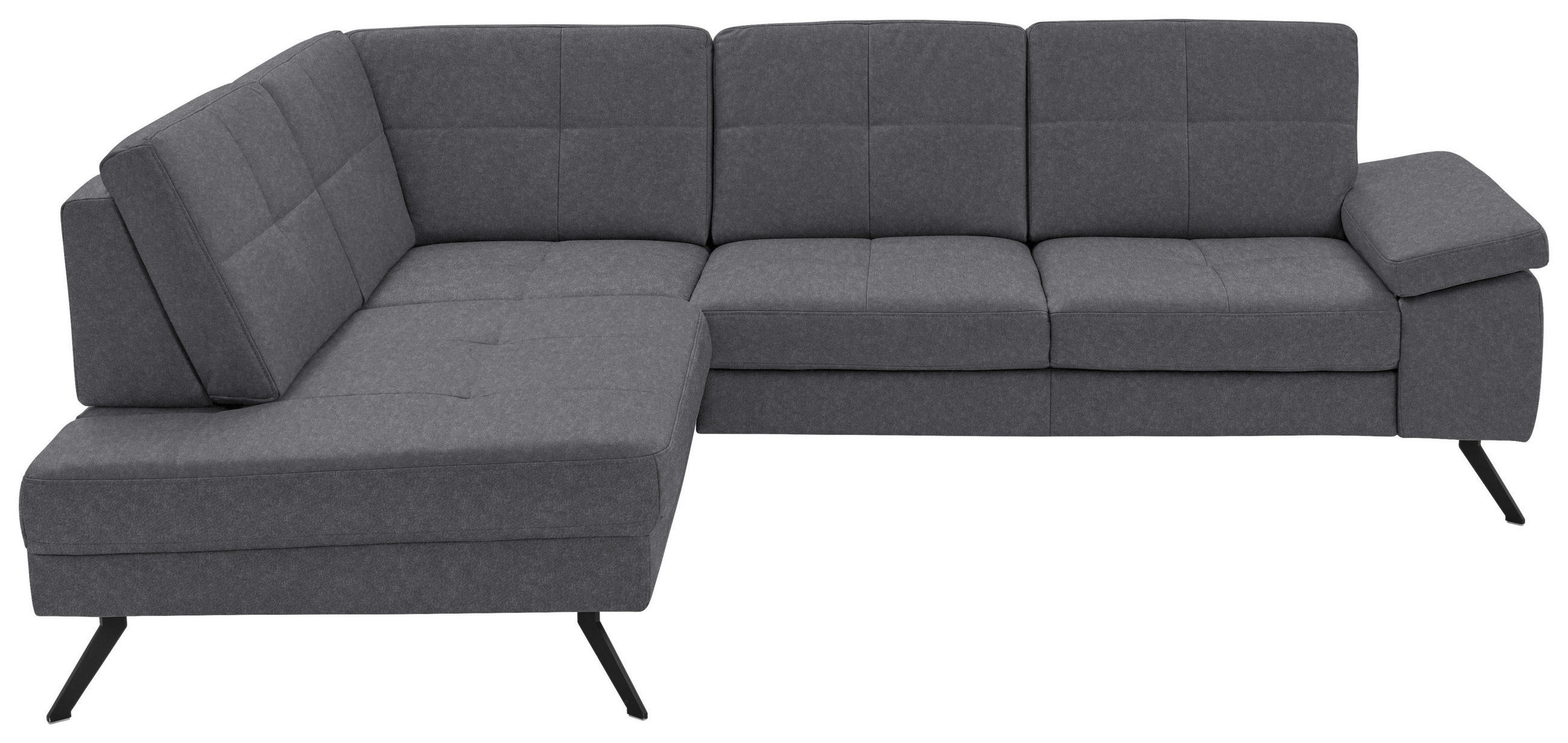 ECKSOFA in Lederlook, Mikrofaser Grau  - Schwarz/Grau, Design, Textil/Metall (194/261cm) - Beldomo System