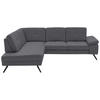 ECKSOFA in Lederlook, Mikrofaser Grau  - Schwarz/Grau, Design, Textil/Metall (194/261cm) - Beldomo System