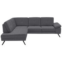 ECKSOFA in Lederlook, Mikrofaser Grau  - Schwarz/Grau, Design, Textil/Metall (194/261cm) - Beldomo System