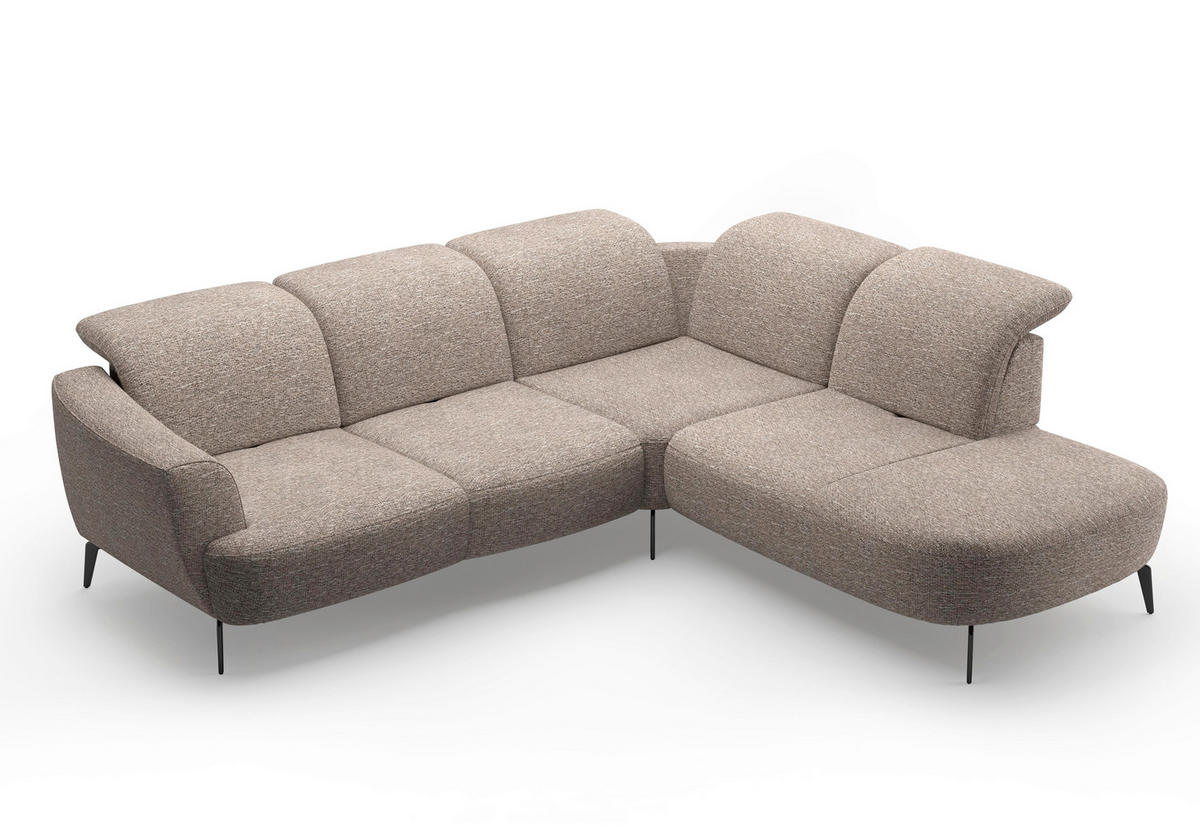 ECKSOFA in Chenille Cappuccino  300/267 cm  - Schwarz/Cappuccino, KONVENTIONELL, Textil/Metall (300/267cm) - Sit & More