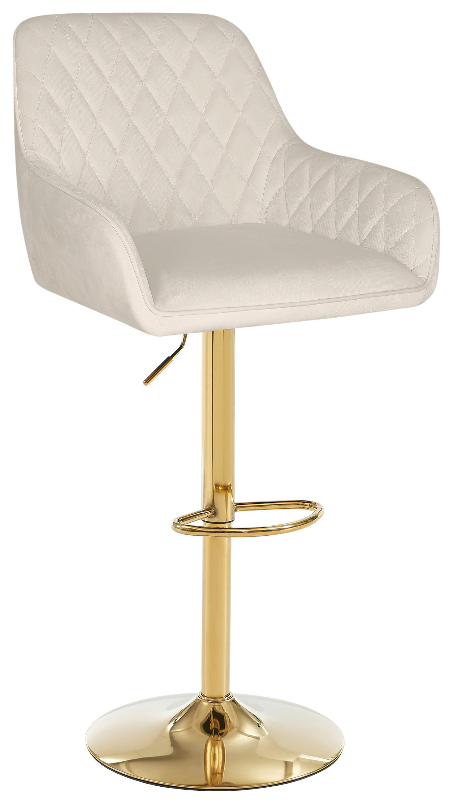 BARHOCKER Samt Goldfarben, Beige Eisen  - Beige/Goldfarben, Design, Textil/Metall (53/92-114/56,5cm) - Novel