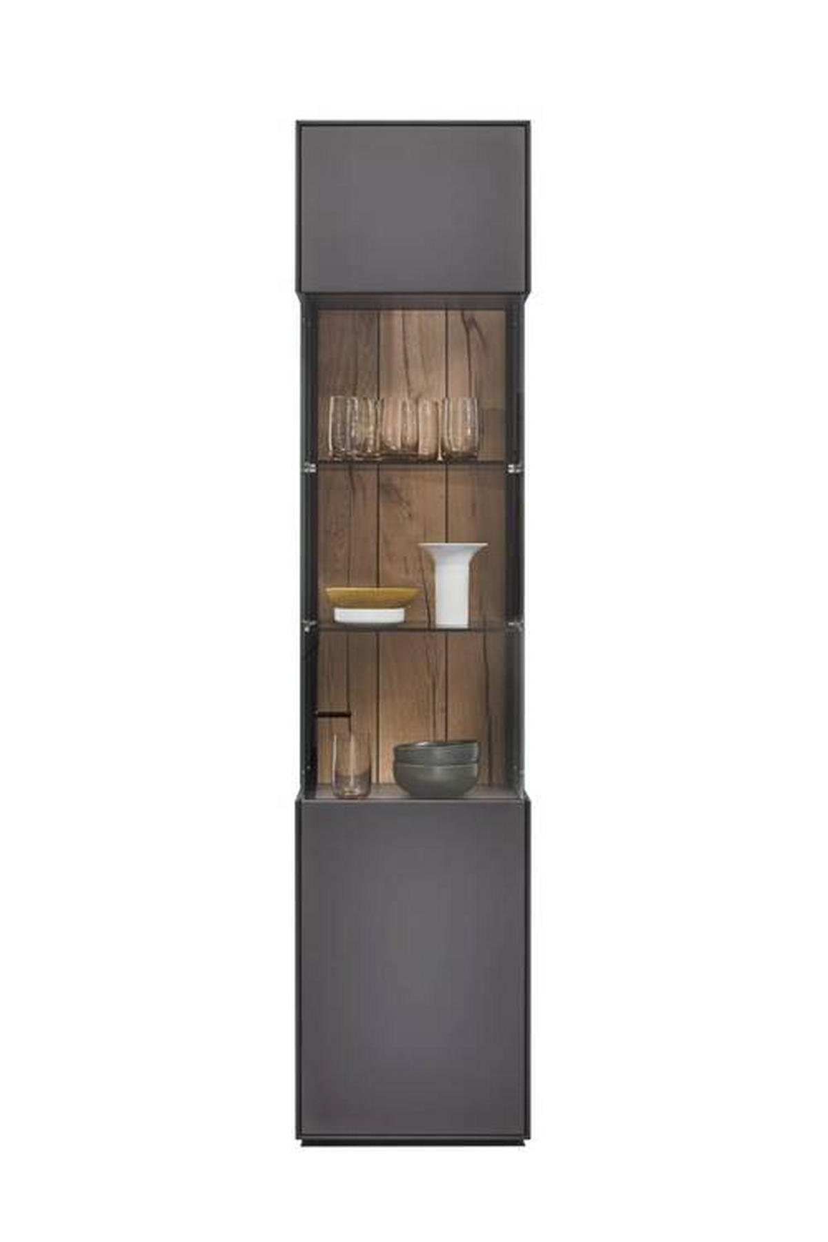 VITRINE in Graphitfarben  - Graphitfarben, Design, Glas/Holzwerkstoff (46,9/205,5/37,1cm) - Dieter Knoll