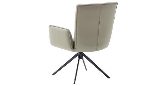 ARMLEHNSTUHL  Lederauswahl, Wippfunktion, Sitzfläche 360° drehbar  Echtleder  - Creme/Schwarz, Design, Leder/Metall (63/89/65cm) - Valnatura