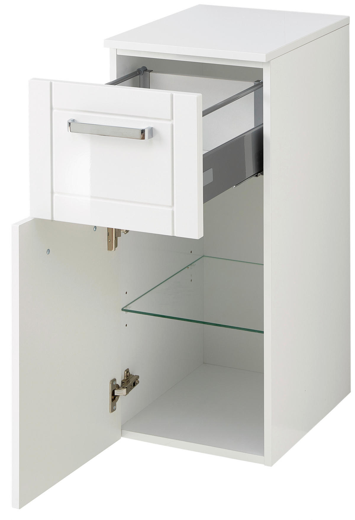 UNTERSCHRANK 35/78,6/42,4 cm   - Chromfarben/Weiß Hochglanz, MODERN, Glas/Holzwerkstoff (35/78,6/42,4cm) - Sadena