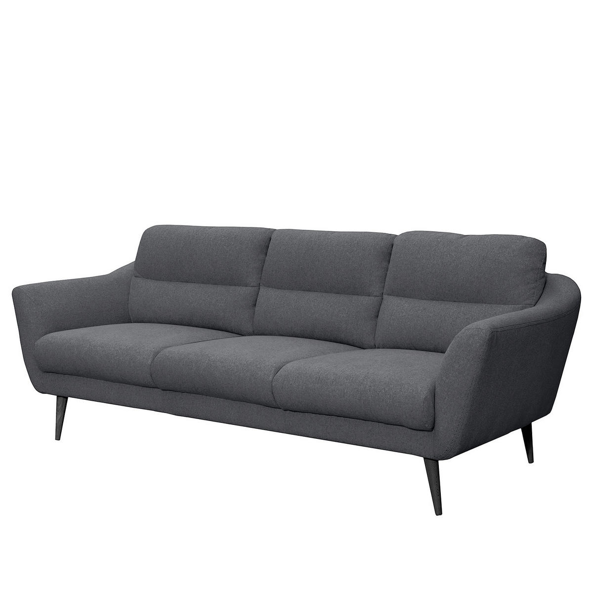 3-SITZER-SOFA in Webstoff Anthrazit  - Anthrazit/Schwarz, Design, Holz/Textil (209/87/88cm) - Livetastic